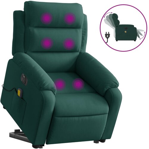 Maison Chic Električni masažni naslanjač - Relax naslanjač s funkcijo vstajanja zelen žamet, (22061698) Cene