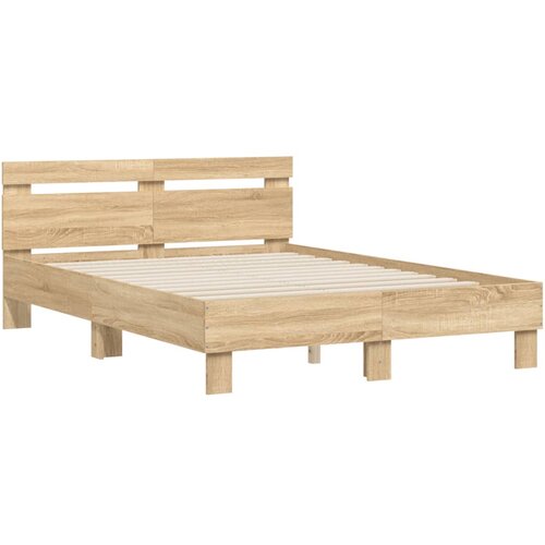  Okvir za krevet s uzglavljem boja hrasta 120x190 cm drveni Slike