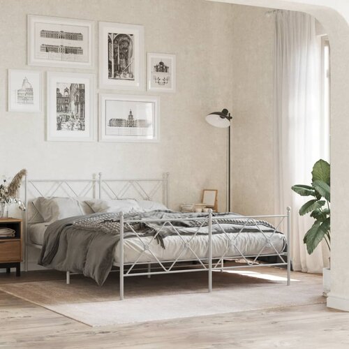 Furnova Kovinski posteljni okvir z vzglavjem in vznožjem bel 150x200 cm, (21935243) Slike