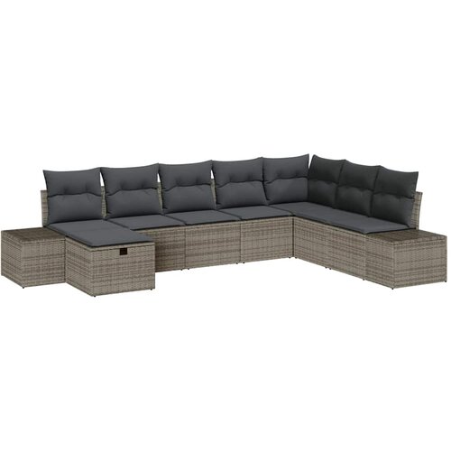  Sjedeća garnitura za vrt 8 kom. Siva poliratan 55 x 62 x 69 cm Slike