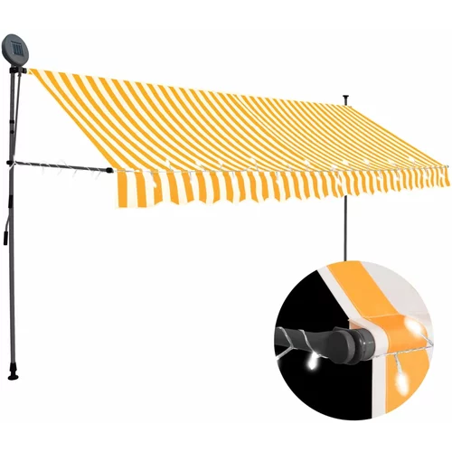 vidaXL Ročno zložljiva tenda z LED lučmi 400 cm bela in oranžna