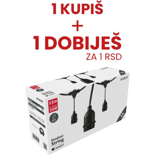 Avide SPOLJNA VISEĆA RASVETA ZA DVORI&amp;Scaron;TE 15m SA 24 GRLA E27 IP44 Slike