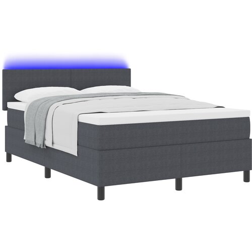 vidaXL LED Box Spring Krevet Tamno siva i bijela 140 x 190 cm Cijene