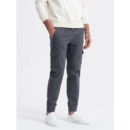 Ombre Men's JOGGERS pants with zippered cargo pockets - graphite Slike