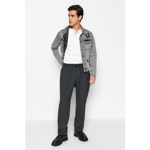 Trendyol Anthracite Men's Regular Fit Plus Size Pants with Elastic Waist. Slike
