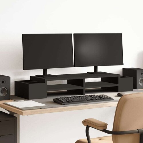  Stalak za monitor sa spremištem crni 100 x 27 x 15 cm drveni Cijene