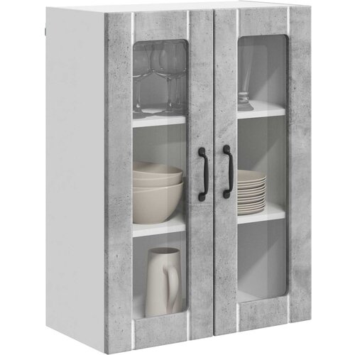  Zidni stakleni ormarić Lucca Betonska siva 60 x 31 x 80 cm Slike