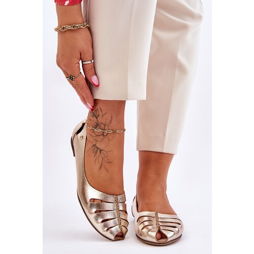 Kesi Comfortable leather women&amp;#039;s ballerinas golden Luka Slike