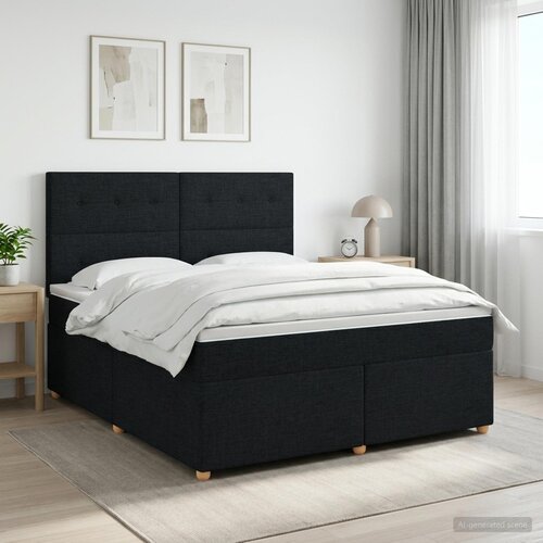  Boxspring krevet s madracem Crna 180 x 200 cm Tkanina Cijene