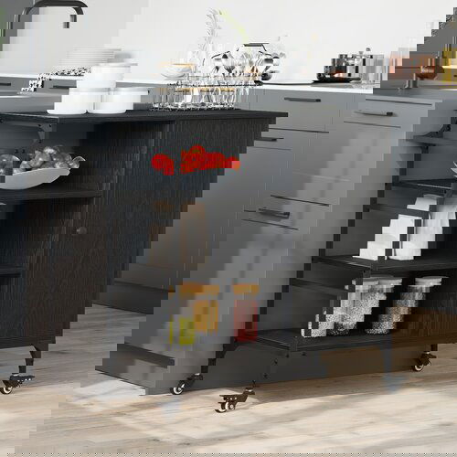 VidaXL kuhinjska kolica Crna hrast 87.5x38.5x84.5 cm Konstruirano drvo Slike