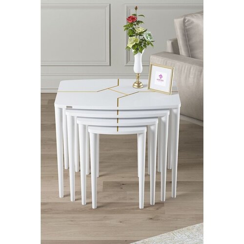 Hanah home set od 4 umetnutih stočića Lyon, beli Cene
