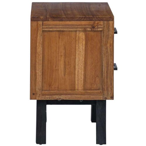  Noćni ormarić s ladicama Smeđa 40 x 35 x 55 cm Čvrsto teak drvo Slike