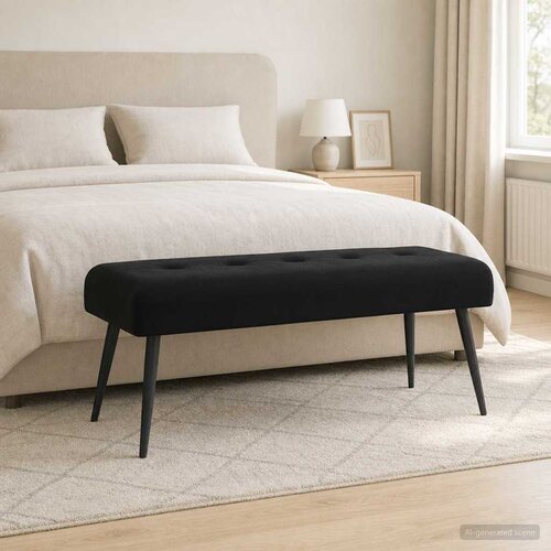  Klupa s gumbastim tkanjem Crna 110 x 40 x 46 cm Bar&amp;scaron;un Slike
