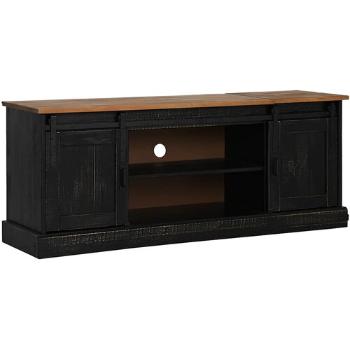 VidaXL tv omarica halden 2 drsna vrata črna 150x40x60 cm masivni les, (21703848) Slike