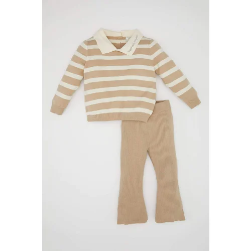 Defacto DFC - Baby Girl Striped Sweater Tights 2 Piece Set