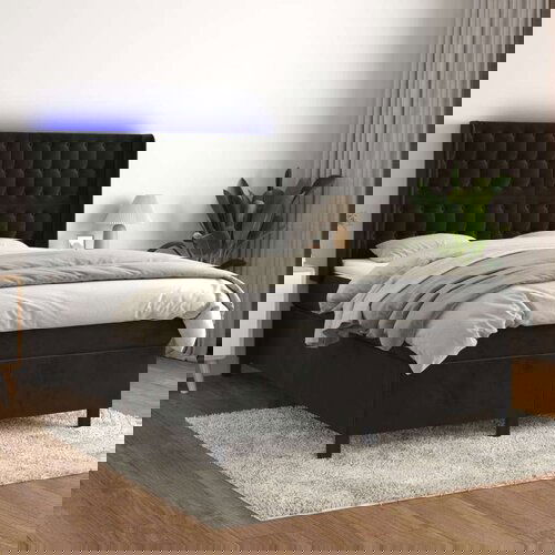  Box spring s madracem LED crni 140x200 cm bar&amp;scaron;un Slike