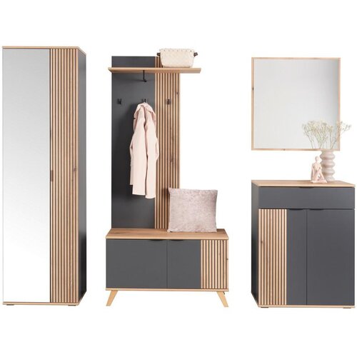 M&amp;ouml;max Garderobni Panel Clever, Barva Hrast, Antracit Slike