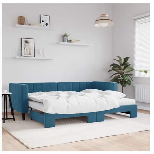 vidaXL Izvlečna dnevna postelja z vzmetnico modra 80x200 cm Cene
