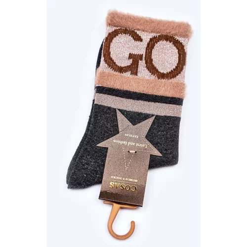 Kesi Women's Cotton Socks GO-GO With Fur COSAS Grey