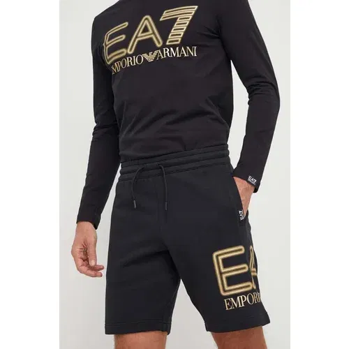 Ea7 Emporio Armani Pamučne kratke hlače boja: crna