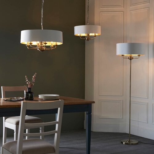  Endon 98933 - Luster na lancu HIGHCLERE 6xE14/40W/230V bela/mesing Slike