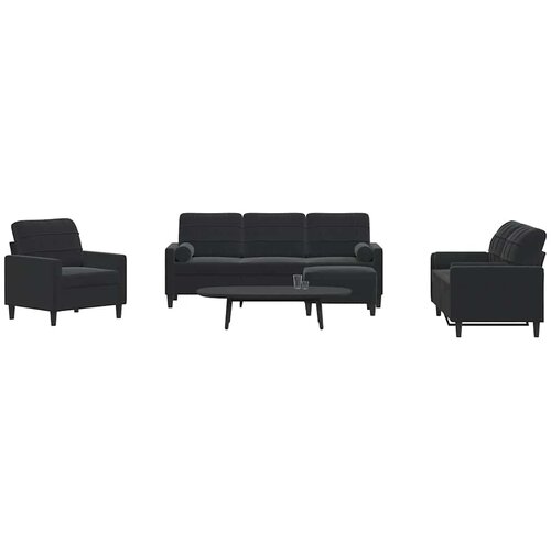  3-dijelni set sofa s jastucima crni bar&scaron;unasti Cijene
