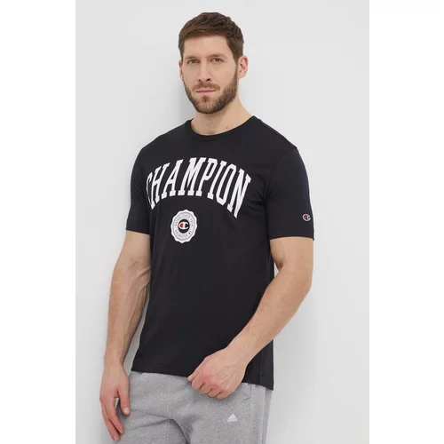 Champion Bombažna kratka majica moška, črna barva, 219852