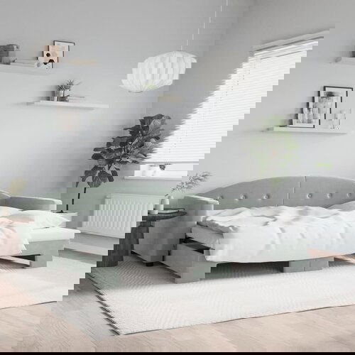 VidaXL Izvlečna dnevna postelja svetlo siva 90x200 cm žamet Slike