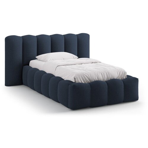 Micadoni modra oblazinjena postelja s prostorom za shranjevanje z letvenim dnom 90x200 cm lupine &ndash; Cene