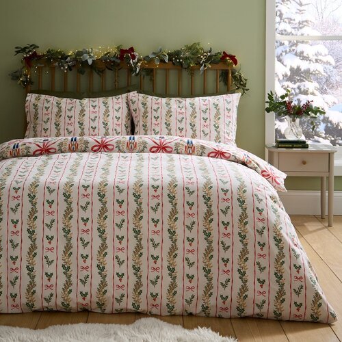 Catherine Lansfield Posteljina za krevet za jednu osobu u prirodnoj boji 135x200 cm Christmas Nutcracker Bows &amp;ndash; Slike
