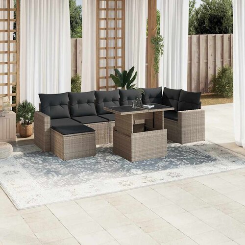  8-dijelni set vrtnih sofa od poliratana s jastucima svjetlosivi Slike