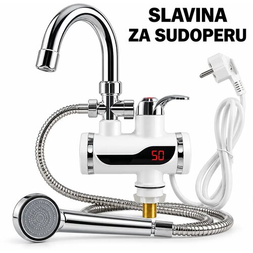 Delimano slavina sa grejačem za sudoperu i zid Slavina za zid sa tusem sa fiksnom lulom Slike
