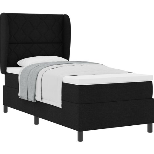 VidaXL Box Spring Postelja z Blazino Črna 100x200 cm Tkanina Slike
