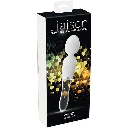 Liaison Wand - punjivi LED vibrator od silikonskog stakla (prozirno-bijeli)