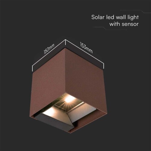 LED solarno zidno svetlo sa senzorom LED/9W/3,7V IP65 4000K 2600 mAh braon Slike