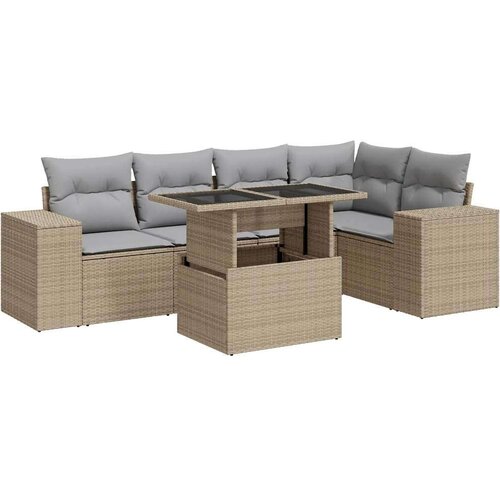  6-dijelni set vrtnih sofa s jastucima bež od poliratana Slike