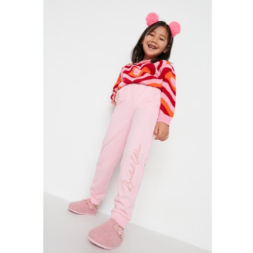 Trendyol Pink Printed Girl Knitted Sweatpants Slike