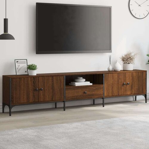 TV omarica s predalom rjav hrast 200x25x44 cm inženirski les Cene