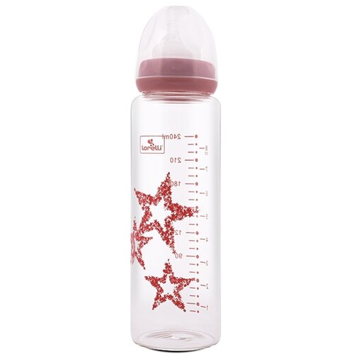 Lorelli STAKLENA FLASICA 240ml SA ANTI-COLIC CUCLOM - PINK STARS Cene