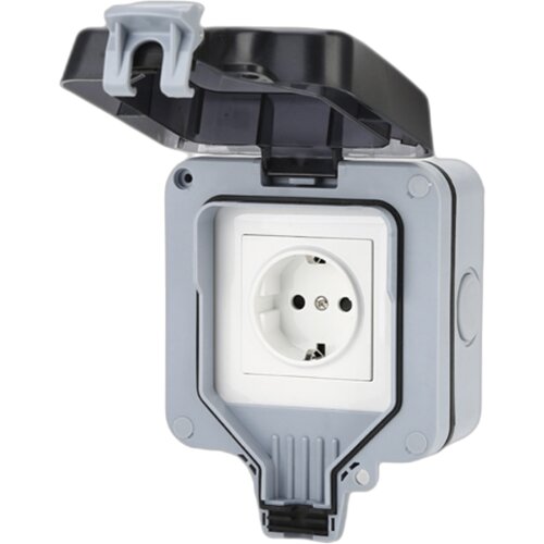 INF Zunanja zidna vtičnica s pokrovom IP66 Električna vtičnica 16A 250V Grey, (21273816) Cene