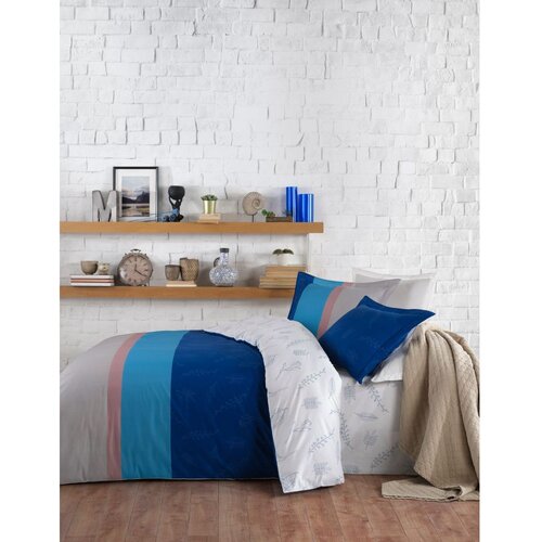  Effective - Blue BlueDark BlueBeigeWhite Ranforce Single Quilt Cover Set (FR) Cene