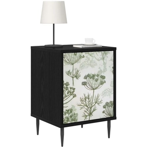  Noćni ormar GOTHA Crni hrast 36 x 33 x 51 cm Konstruirano drvo - Zeleni uzorak drveta 1 Slike
