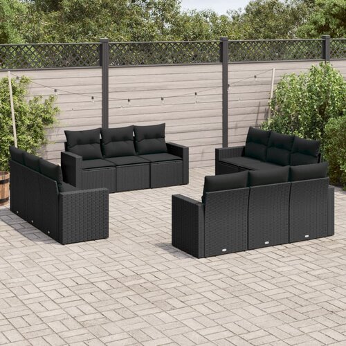  12-dijelni set vrtnih sofa od poliratana s jastucima crni Cijene