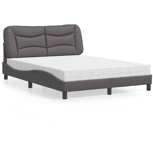 VidaXL Postelja z vzmetnico siva 120x200 cm umetno usnje Slike