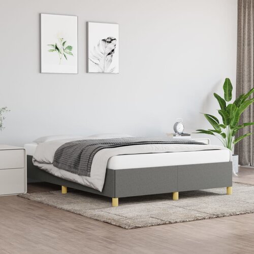 The Living Store Posteljni okvir brez vzmetnice temno siv 140x200 cm tkanina - Posteljni Okvir, (21525621) Slike