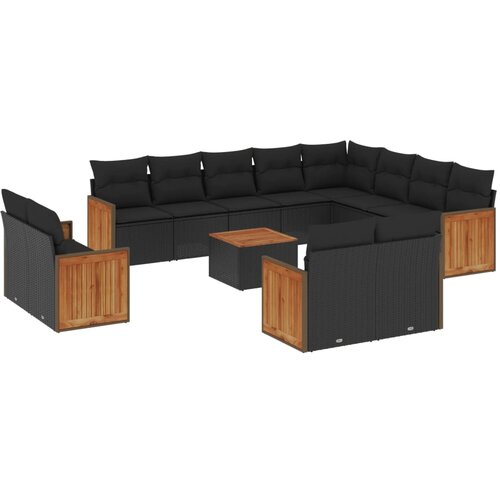 Maison Chic Seti vrtnega pohištva - Vrtna garnitura - Vrtni pohištvo set 13-delna z blazinami črn poli ratan, (21810068) Cene