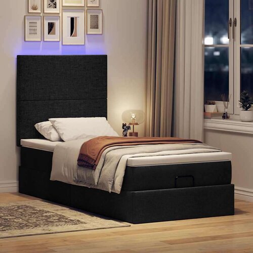 vidaXL otomanski okvir kreveta s madraca crni 80x200cm od tkanine Cene