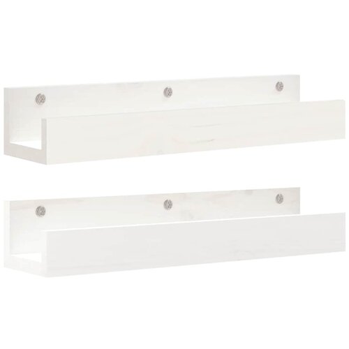  Zidne police 2 kom bijele 50 x 12 x 9 cm od masivne borovine Slike