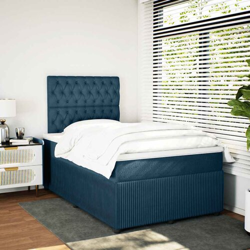 Box spring krevet s madracem tamnoplavi 120 x 200 cm bar&amp;scaron;unasti Slike
