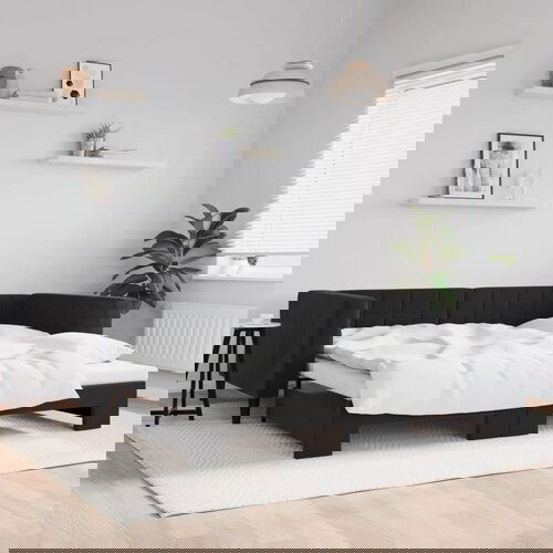  The Living Store Izvlečna dnevna postelja črna 100x200 cm žamet - Izvlečna Dnevna Postelja, (21492622) Cene